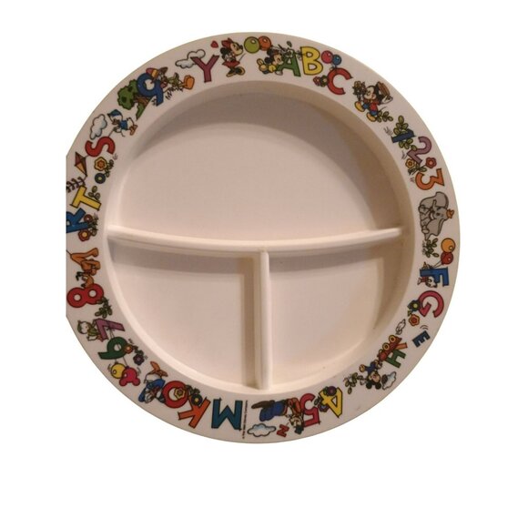 Walt Disney Plastic Set‎ Child Divided Plate Dish Mickey ABC's - Picture 1 of 8